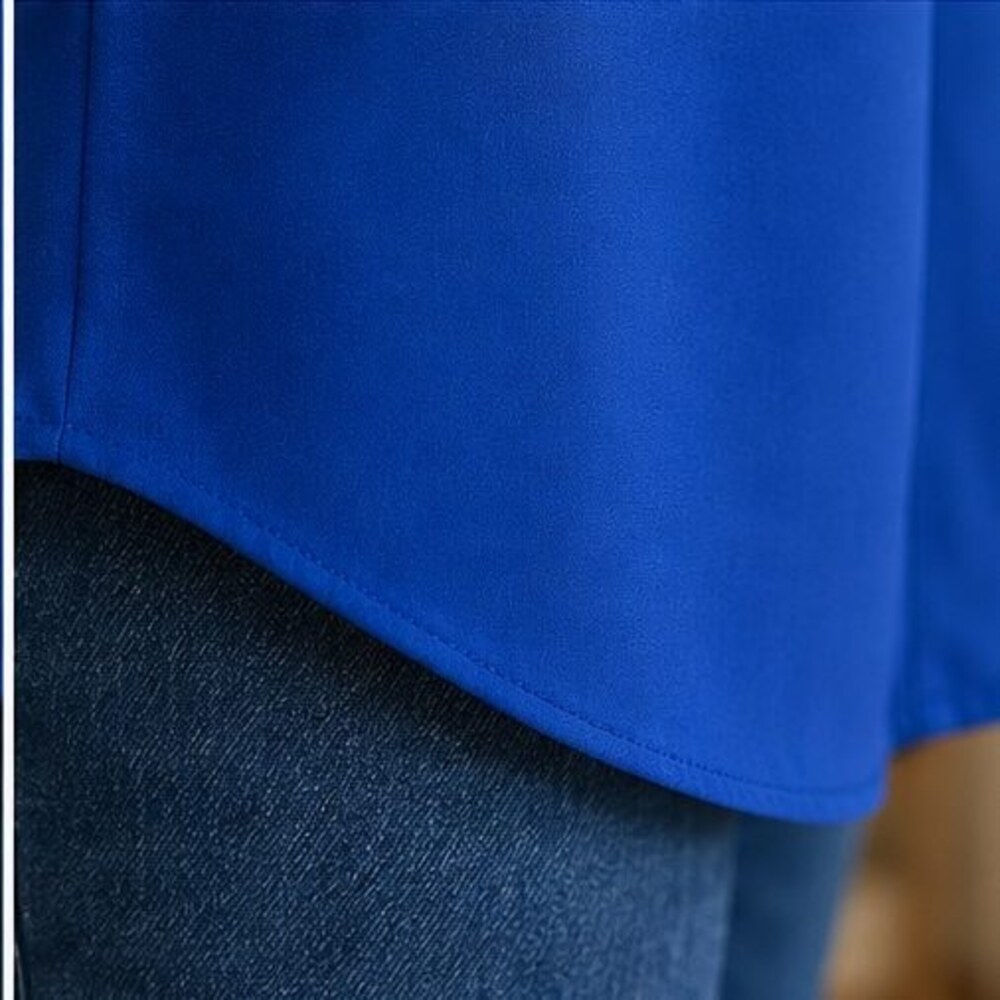 Cobalt Ruffle Collar Blouse - Picture 6 of 6